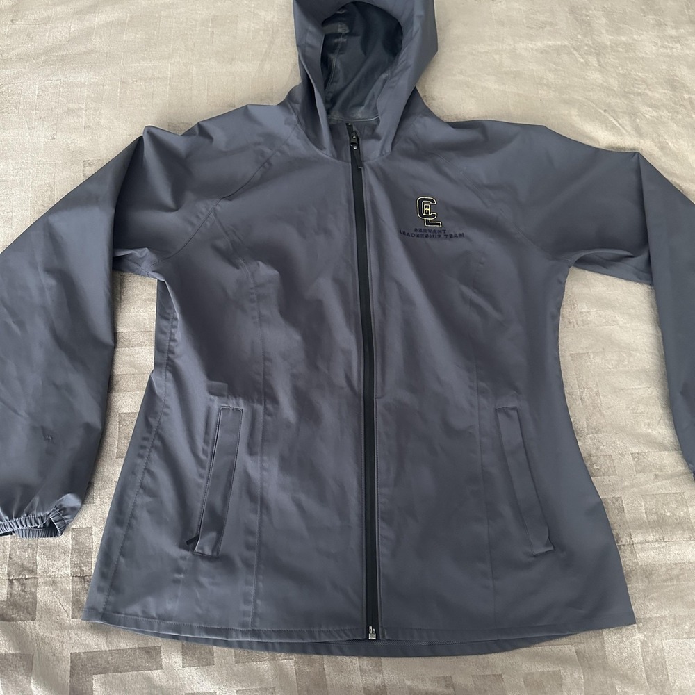 Port Authority Jacket Womens Large Gray Hooded Rain Softshell Full Zip Team Logo